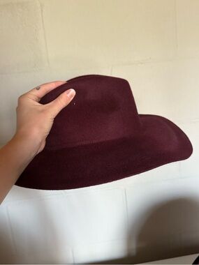 a new day Felt Wide Brim Fedora Hat - Wine
